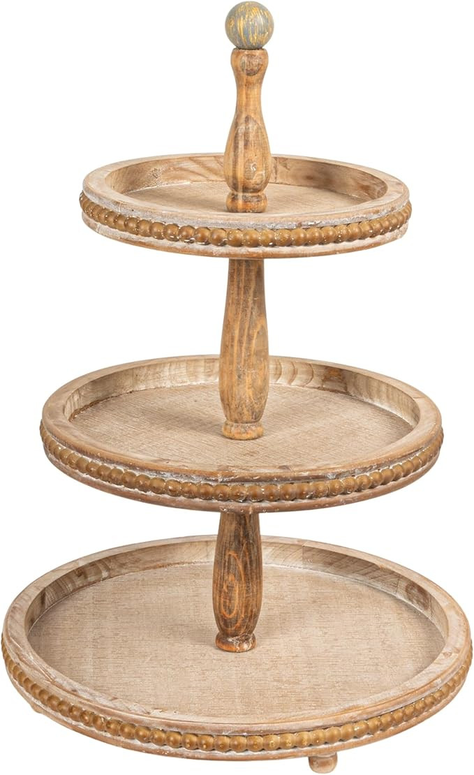Round 3-Tier Decorative Wood Tray | Amazon (US)