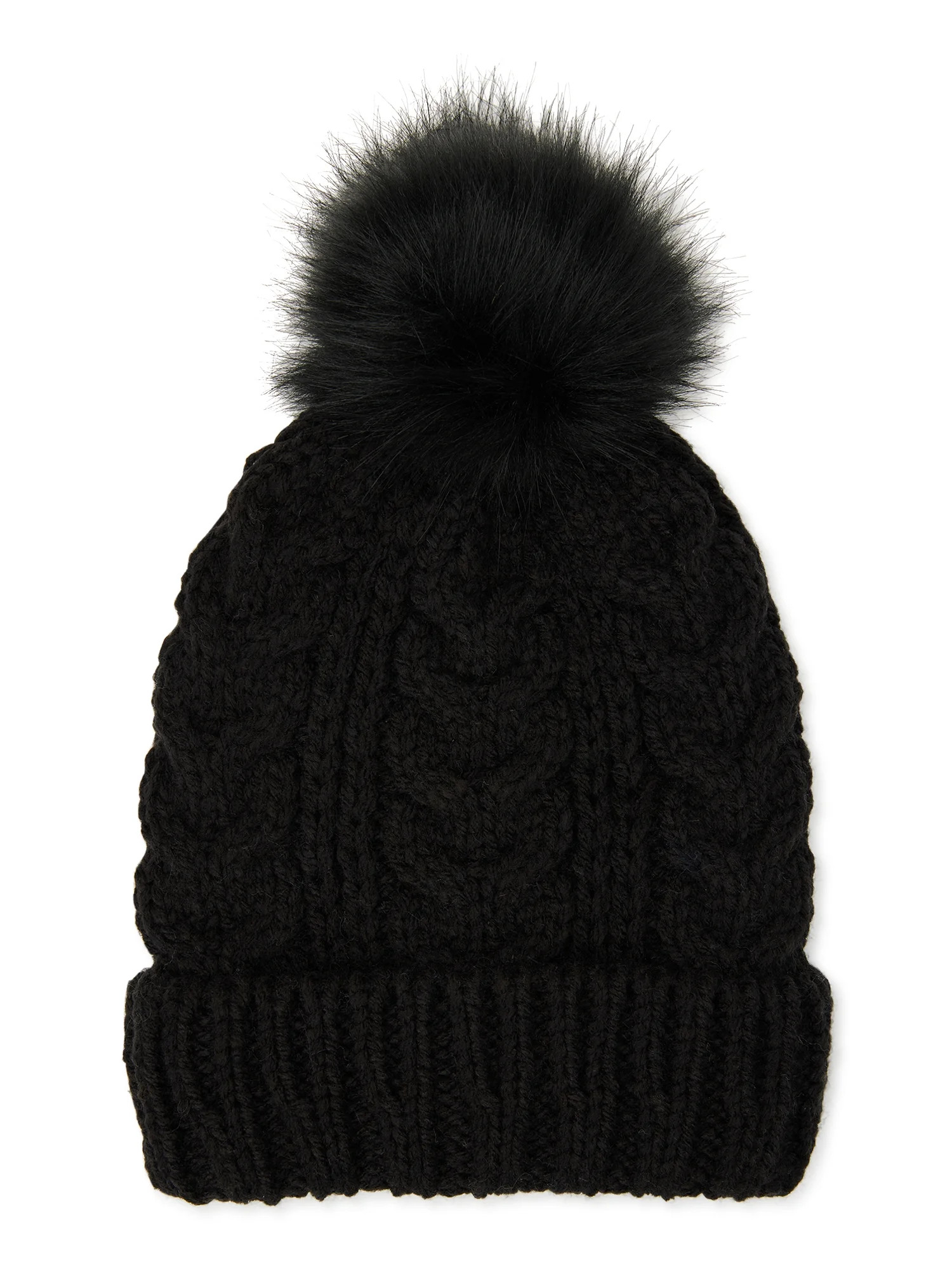 Time and Tru Women’s Cable Knit Beanie Hat with Pom Pom | Walmart (US)