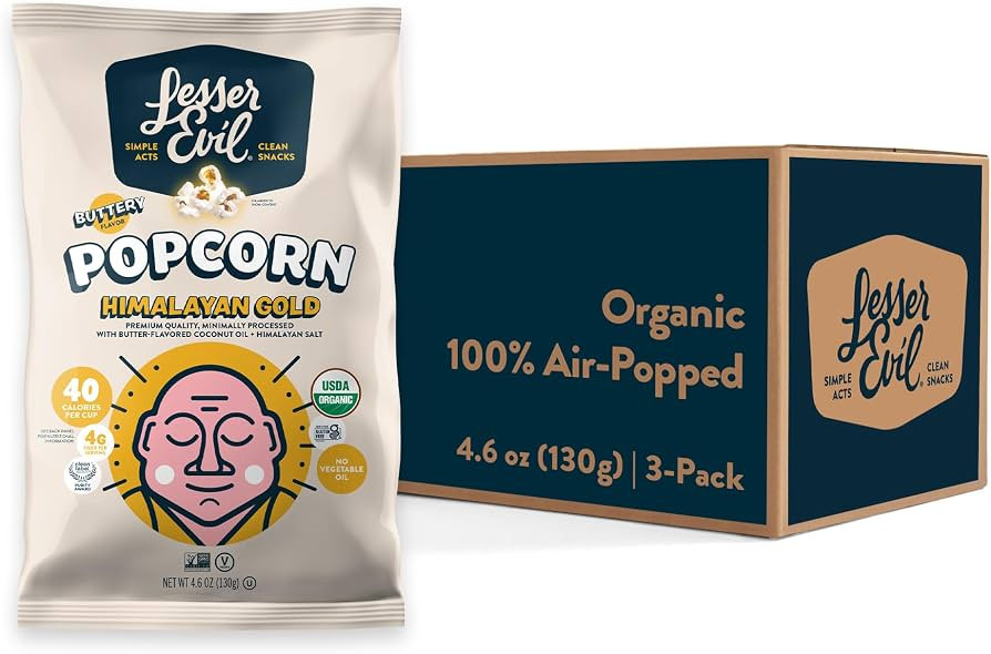 LesserEvil Himalayan Gold Organic Popcorn, Premium Quality, Minimally Processed, No Vegetable Oil... | Amazon (US)