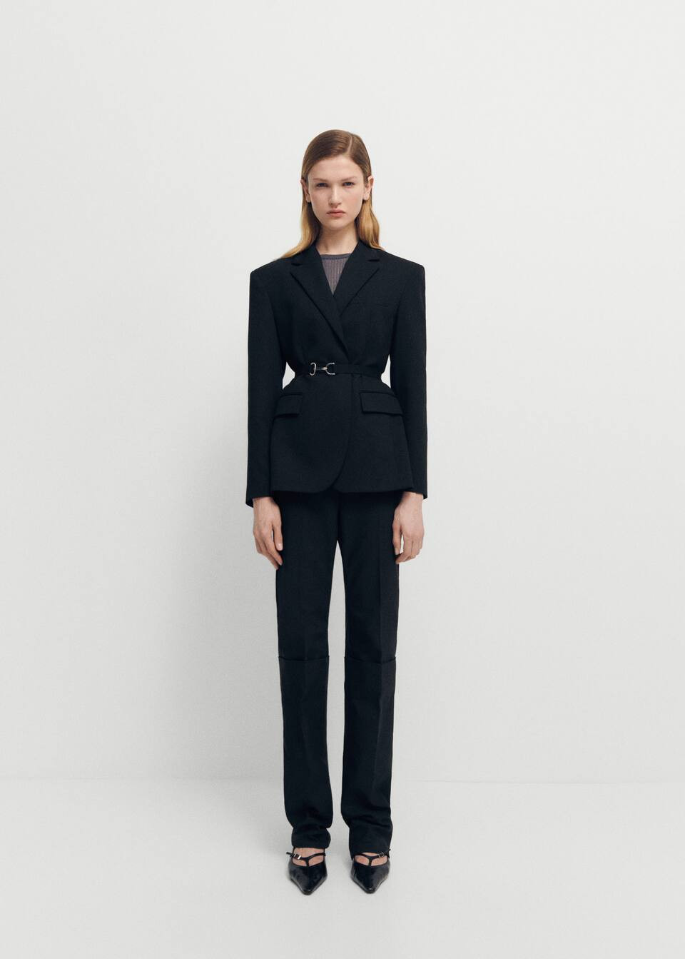 Belt structured blazer -  Women | Mango USA | MANGO (US)