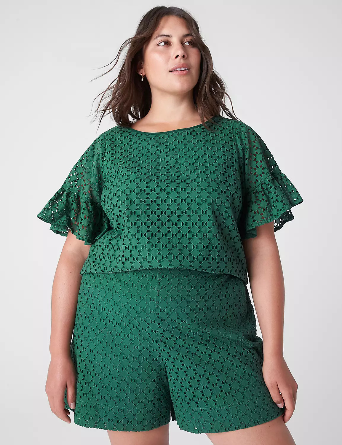 Crop Short-Sleeve Eyelet Top | LaneBryant | Lane Bryant (US)