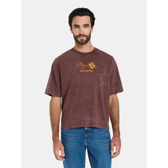 Chevy Corvette Men's and Big Men's Front Back Cropped Graphic Tee with Short Sleeves, Sizes S-2XL | Walmart (US)