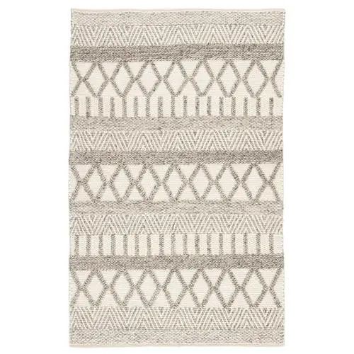 Jaipur Living Scandinavia Dula Modern Ivory Grey Wool Stripe Patterned Rug | Kathy Kuo Home