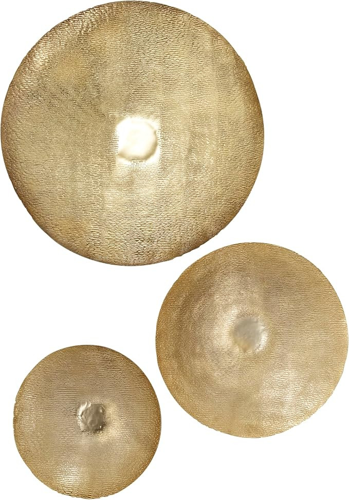 Deco 79 Metal Plate Large Metallic Disk Wall Decor, Set of 3 36", 27", 22"D, Gold | Amazon (US)