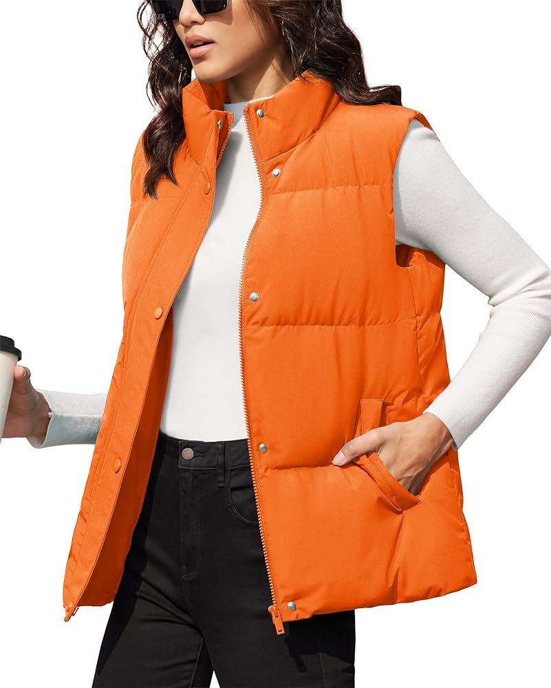 MAGCOMSEN Women's Puffer Down Vest Oversized Zip Up Outerwear Lightweight Winter Padded Gilet Jac... | Amazon (US)