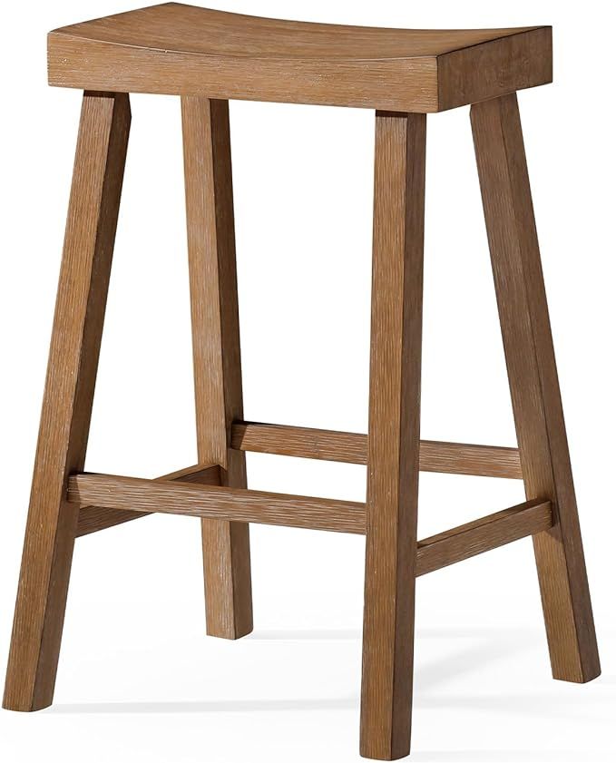 Maven Lane Vincent 26 Inch Tall Counter Height Backless Rectangular Saddle Barstool in Antiqued N... | Amazon (US)