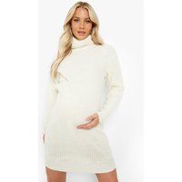 Womens Recycled Maternity Roll Neck Jumper Dress - Cream - 16, Cream | Boohoo.com (UK & IE)