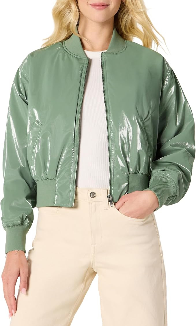 Amazon Essentials Women's Relaxed-Fit Denim Bomber Jacket | Amazon (US)