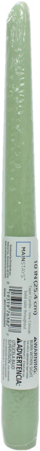Mainstays Unscented Taper Candle, Green, 10 inches L Each - Walmart.com | Walmart (US)