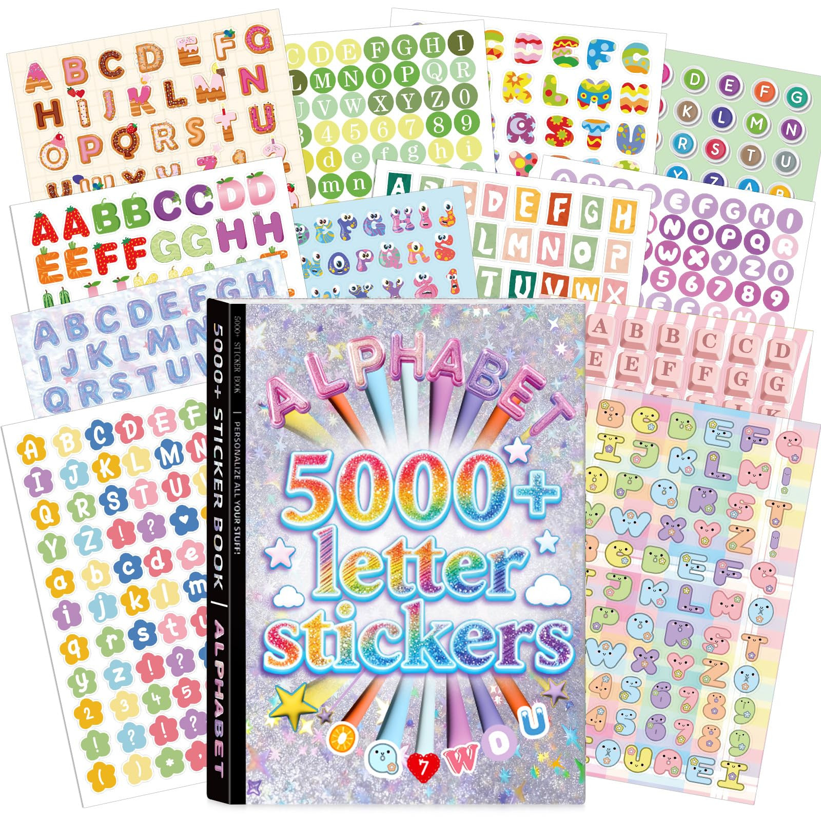 Letter Stickers, 5000 PCS+ Alphabet Stickers Book, Self-Adhesive Colorful Stickers, Letters & Num... | Amazon (US)