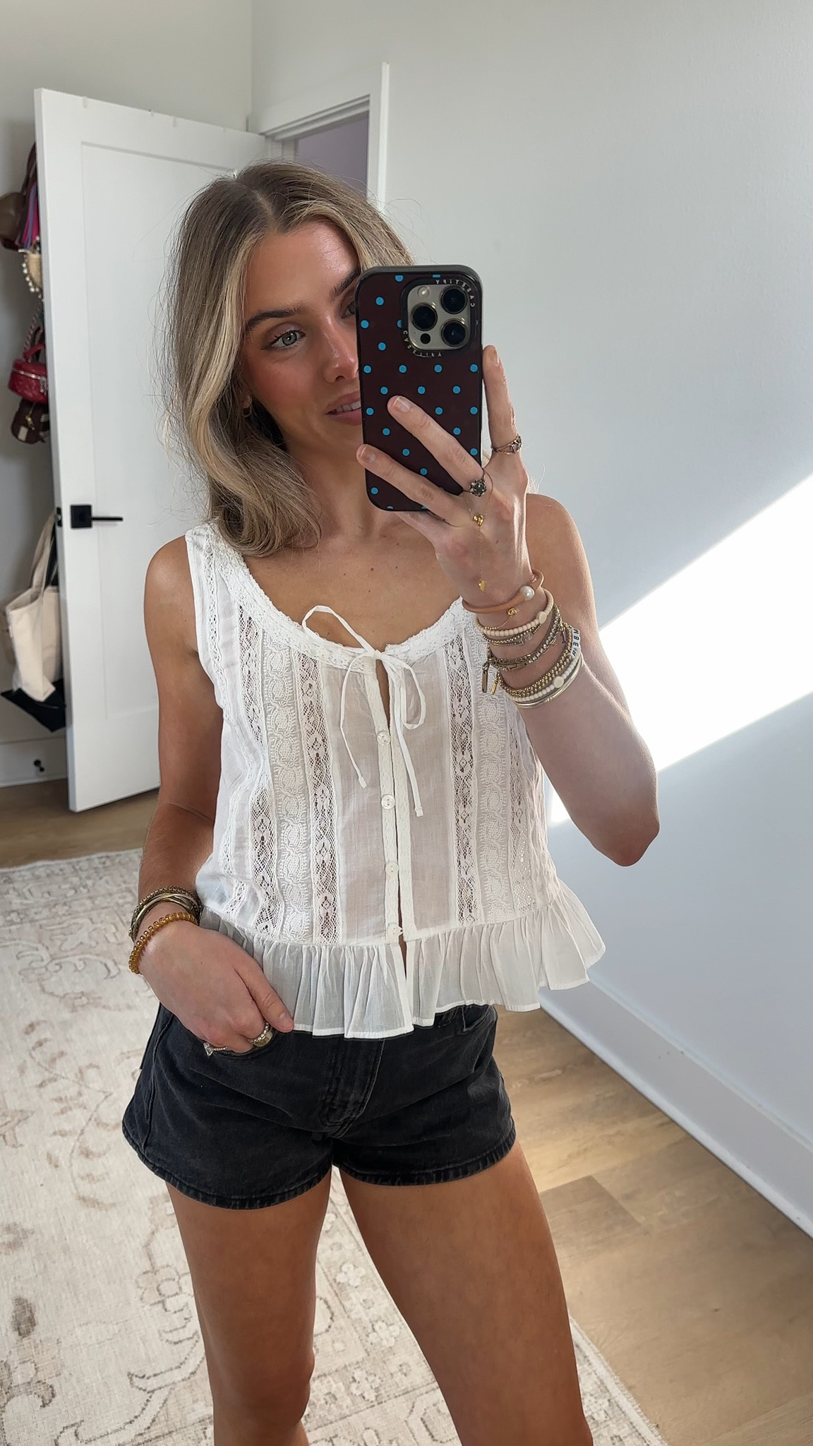 @abercrombie  size XS Lace-Trim Tie-Front Ruffle Tank

Easy-fitting tank in a soft cotton fabric. Features lace-trim details, a scoop neckline, button-through detail, adjustable tie-front detail and a ruffled hem

#LTKootd #LTKSeasonal #LTKSaleAlert