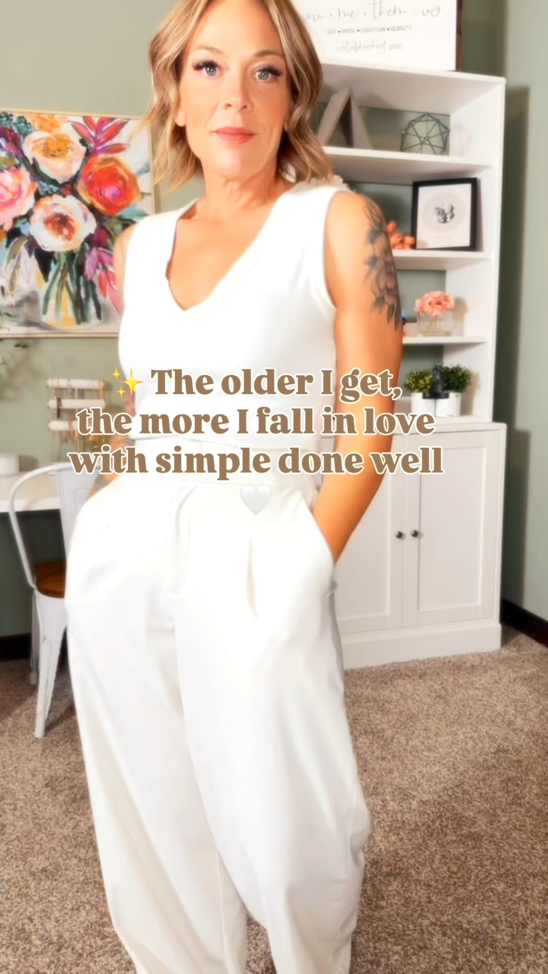 There’s something about clean lines, soft textures, and pieces that just feel good that make me feel most like myself. I used to think “dressed up” had to mean complicated — but now I see that quiet, intentional style can be even more powerful.
This look is my go-to when I want to feel calm, confident, and put together without overthinking it. Because simple doesn’t mean plain — it means peaceful.

Save this if you’re in your simple done well era too. ✨

#SimpleDoneWell #EffortlessStyle #EverydayElegance #NeutralOutfitInspo #TimelessStyle #ElevatedBasics #ChicAndSimple #ElegantEverydayStyle #MinimalistOutfitIdeas #ModernClassicStyle #SoftNeutralAesthetic #CapsuleWardrobeStyle #ClassyOutfitIdeas #QuietLuxuryLook #IvoryOutfit #NeutralStyleEdit #StyleForWomen30Plus #PolishedNotPerfect #RefinedStyle #SimplifyYourStyle #TheAlignedEdit #MidwestStyleBlogger #ChicComfort #SimpleChicOutfits #ElegantInNeutrals #SoftStyleMood #EffortlessOutfitIdeas #CozyChicStyle #CalmConfidence #StyleThatFeelsGood

#LTKOver40 #LTKStyleTip #LTKFindsUnder100