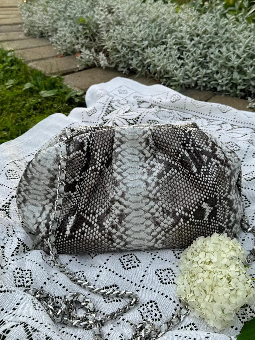 Genuine Python Skin Grey Uncoloured Pouch Bag | Exotic Leather Bags | Small Size Soft Clutch | Sn... | Etsy (US)