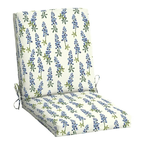 Mainstays 37"L x 19.5"W Texas Blue Bonnet 1 Piece Rectangle Outdoor Chair Cushion | Walmart (US)