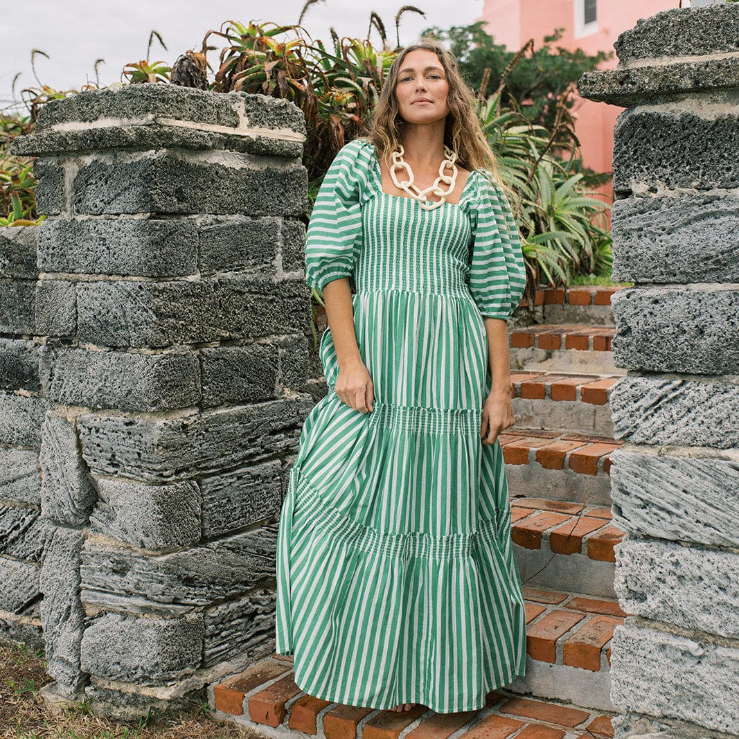 Green and White Tula Dress | Sunshine Tienda