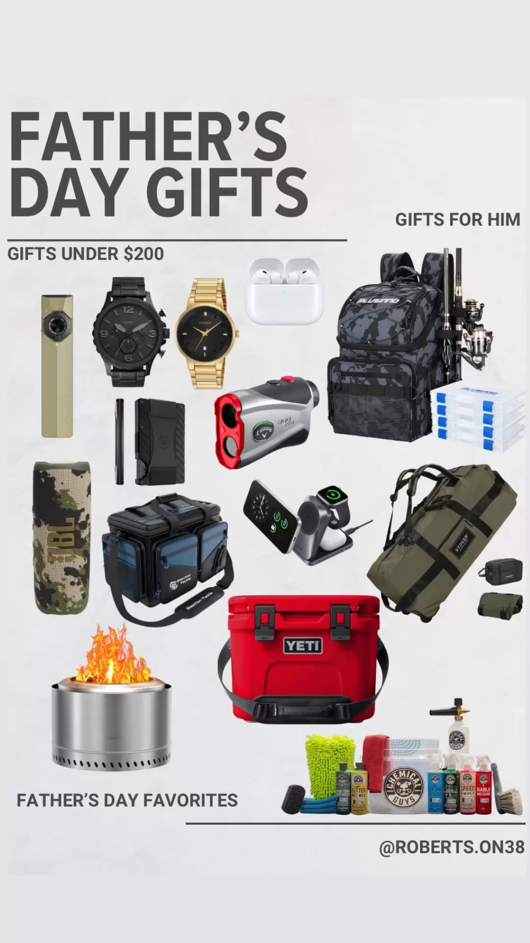 Still searching for the perfect Father’s Day gift? 🎣🔥⌚️

Whether he loves fishing, grilling, camping, golf, gadgets, travel, watches, or keeping his truck spotless, these Father’s Day finds check all the boxes. From practical everyday favorites to gifts he’ll actually use, I rounded up some of the best Father’s Day gift ideas under $200.

Think portable fire pits, YETI coolers, fishing gear, wireless chargers, duffle bags, watches, golf accessories, speakers, AirPods, and more.

Shopping for dads is never easy, but this guide makes it a whole lot simpler. 🤍

#FathersDayGiftGuide #GiftIdeasForDad #MensGiftIdeas

#LTKMens #LTKHome #LTKSaleAlert