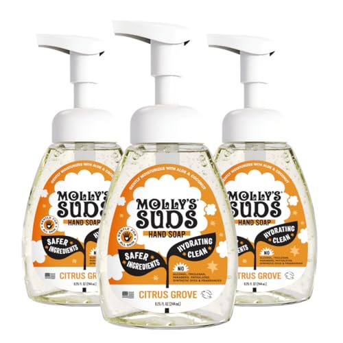 Molly's Suds Foaming Hand Soap - Made with Aloe and Coconut Oil | Moisturizing Hand Wash | Clean Ingredients, Infused with Essential Oils | Citrus Grove - 8.25 Oz (Pack of 3) | Amazon (US)