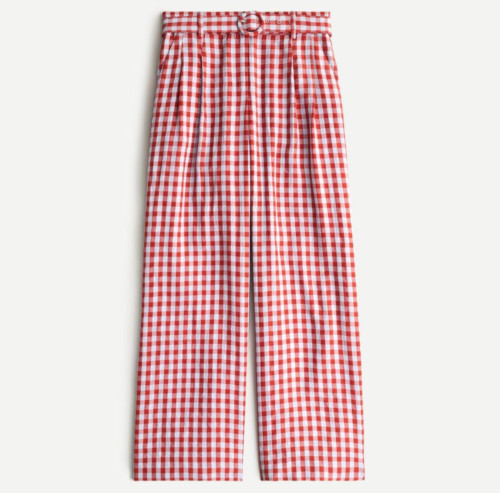J.CREW WOMEN'S RED DRAPEY GINGHAM WIDE-LEG PANT Sz 4  | eBay | eBay US