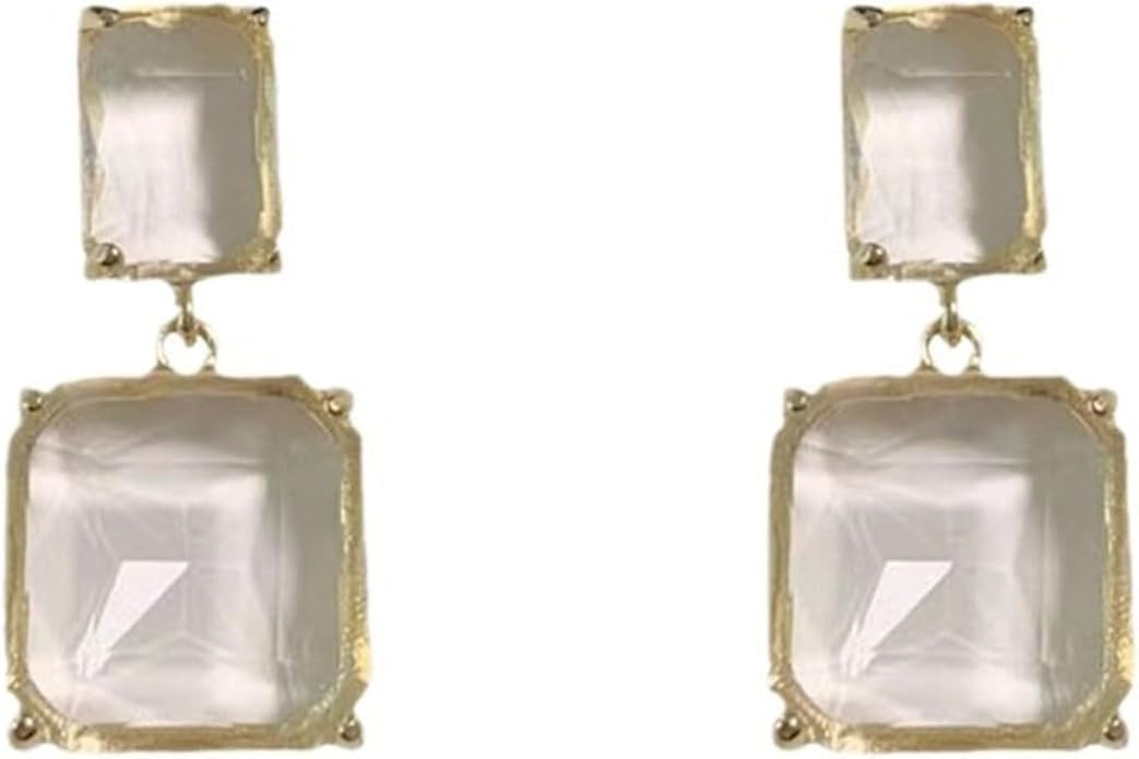 Square Crystal Dangle Earrings for Women Clear Rhinestone Statement Earrings Minimalist Geometric... | Amazon (US)