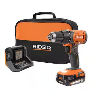 RIDGID 18V Cordless 1/2 in. Drill/Driver Kit with (1) 2.0 Ah Battery and Charger R86001K - The Ho... | The Home Depot