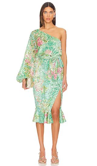 x REVOLVE Veena Midi Dress in Teal Floral | Revolve Clothing (Global)
