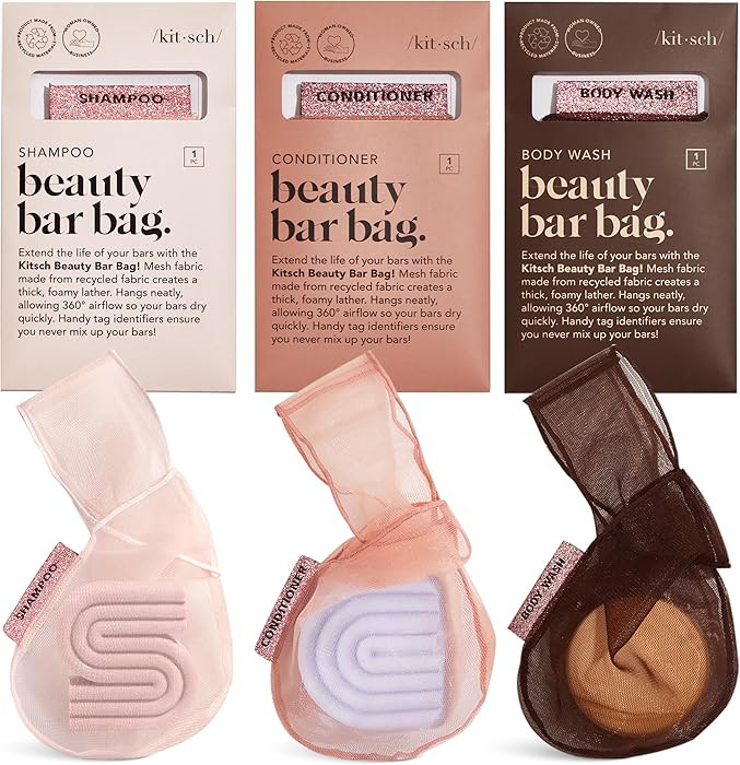 Kitsch Bar Soap Saver Bag – Patented Mesh Bag Soap Holder for Shampoo, Conditioner & Body Wash ... | Amazon (US)