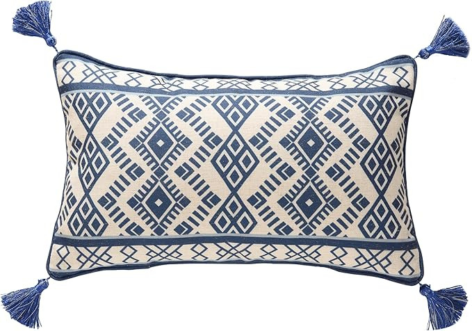 Chinoiserie Throw Pillow Covers,Classic Chinoiserie Blue and White with Striped Pattern Linen Pil... | Amazon (US)