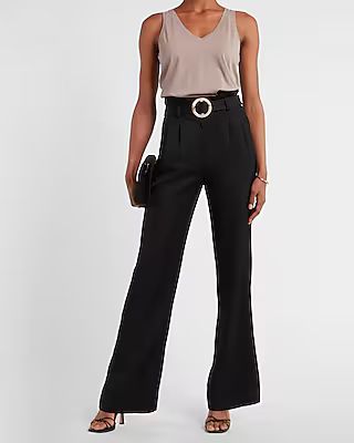 High Waisted Belted Tort Buckle Trouser Pant | Express