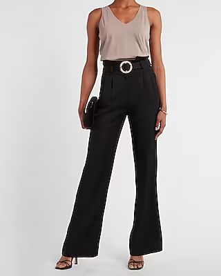 High Waisted Belted Tort Buckle Trouser Pant | Express