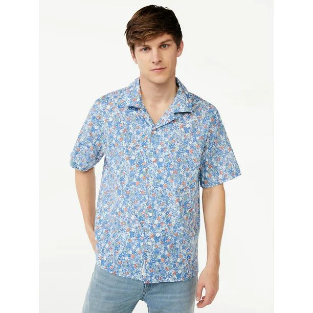 Free Assembly Men's Camp Shirt with Short Sleeves | Walmart (US)