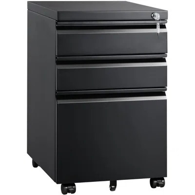 3 Drawer Mobile File Cabinet with Lock, Under Desk Metal Filing Cabinet for Home Office | Wayfair North America