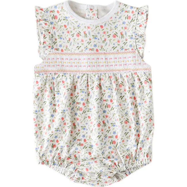 Pineapple Sunshine | (Pink Madison Smocked Bubble, Size 0-3M) | Maisonette | Maisonette