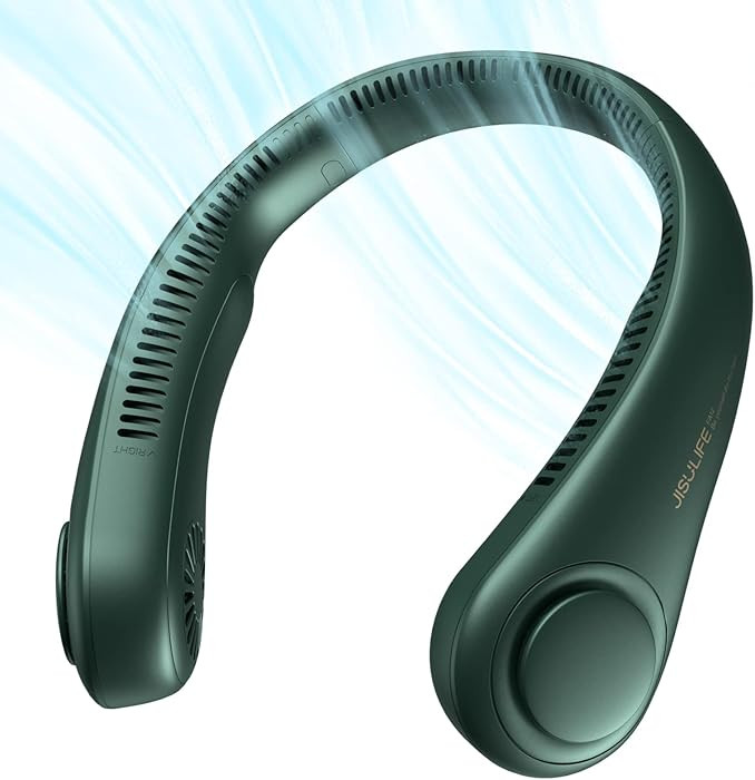 JISULIFE Portable Neck Fan, Hands Free Bladeless Fan, 5 Speeds, 4000 mAh Battery Operated Wearabl... | Amazon (US)