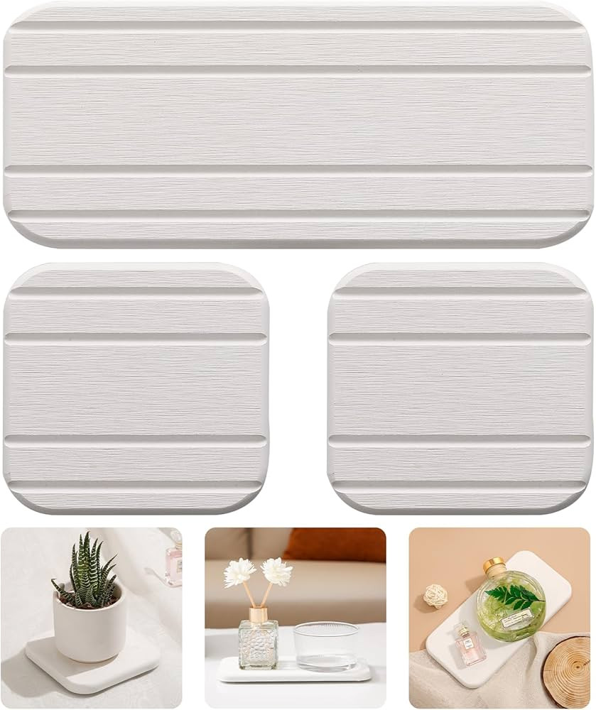 3PCS Water Absorbing Stone Tray for Sink, Diatomaceous Earth Stone Drying Tray, Fast Drying Stone... | Amazon (US)
