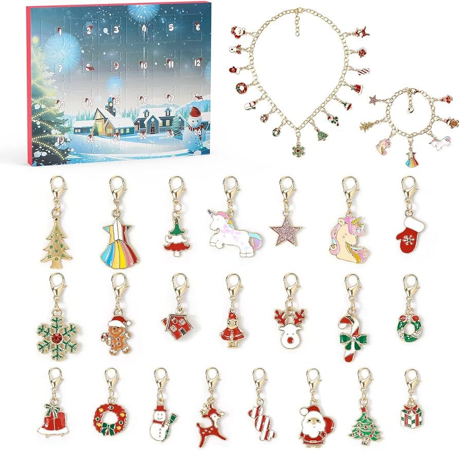 Christmas Advent Calendar 2023 girls with Bracelet and necklace - 24 Days Countdown Calendar Chri... | Amazon (US)