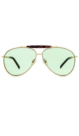 The City Sunglasses in Gold Metal & Green | Revolve Clothing (Global)
