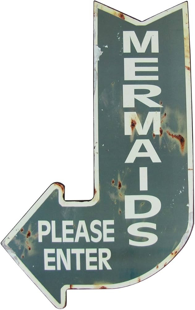 Mermaids Please Enter Curved Arrow Nautical Metal Bar Sign | Amazon (US)