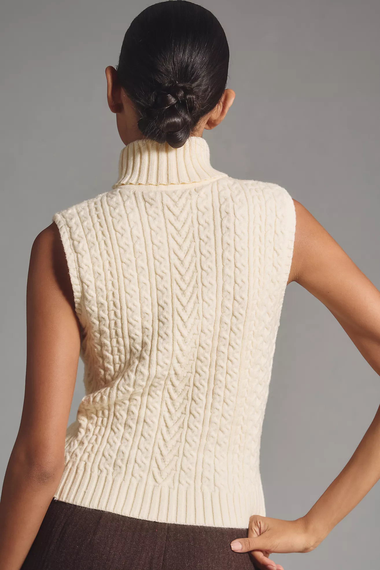 English Factory Mock-Neck Cable Sweater Tank | Anthropologie (US)