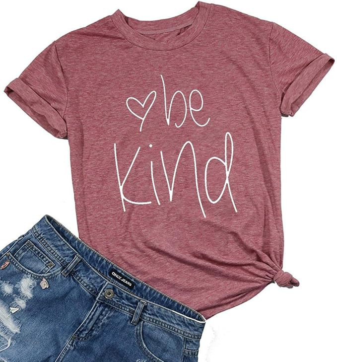 Womens Be Kind T Shirt Summer Letter Print Short Sleeve Loose Tops Inspirational Graphic Tees | Amazon (US)