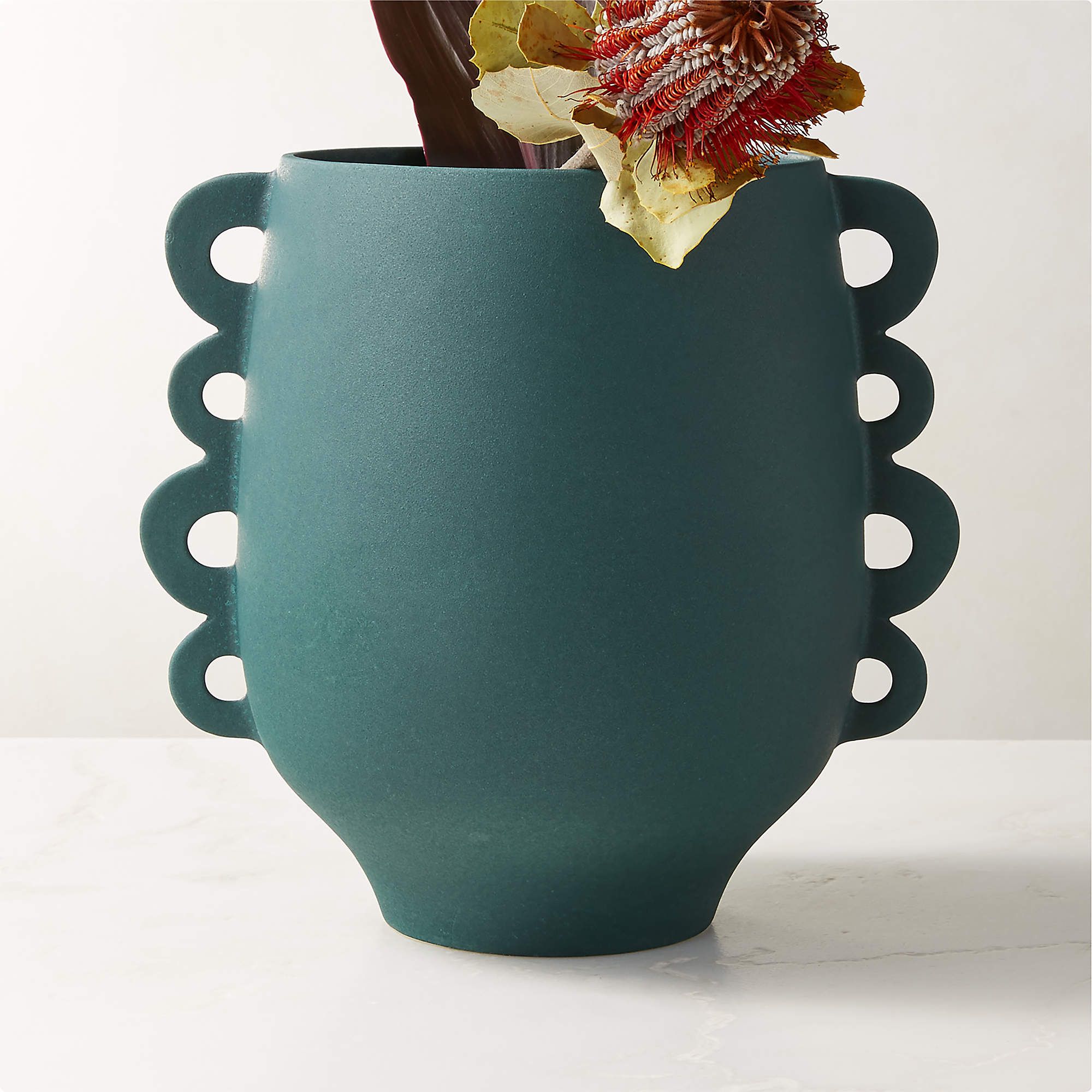 Joss Deep Teal Modern Vase + Reviews | CB2 | CB2