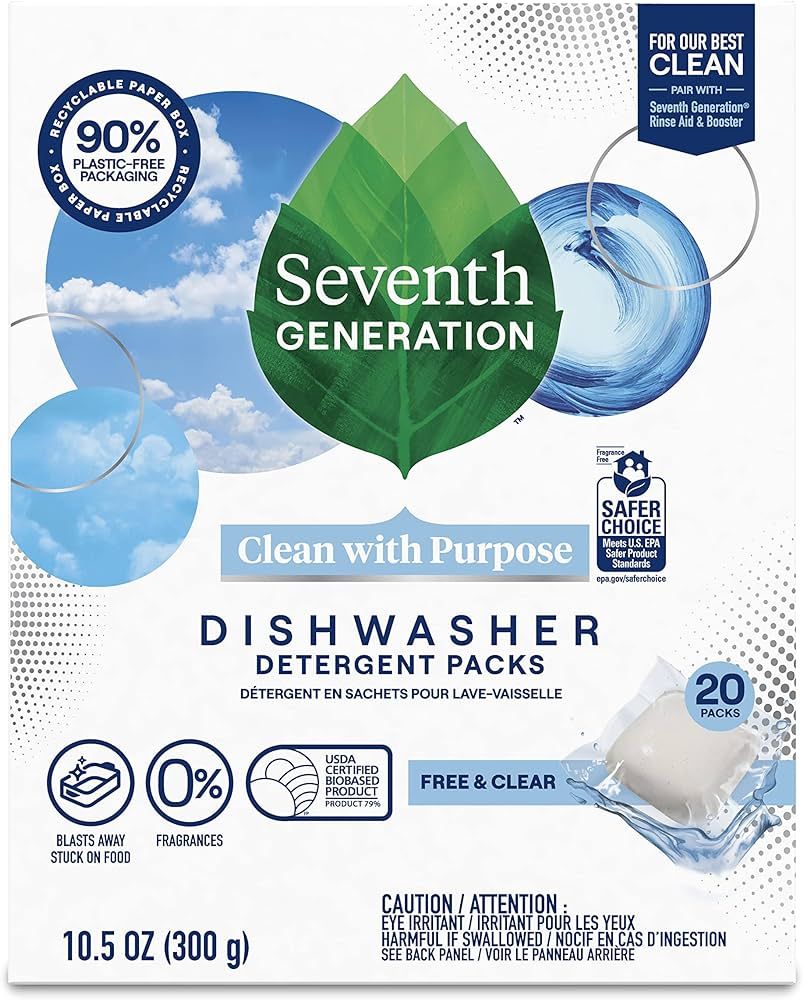 Seventh Generation Dishwasher Detergent Packs blasts away stuck on food Free & Clear fragrance-fr... | Amazon (CA)