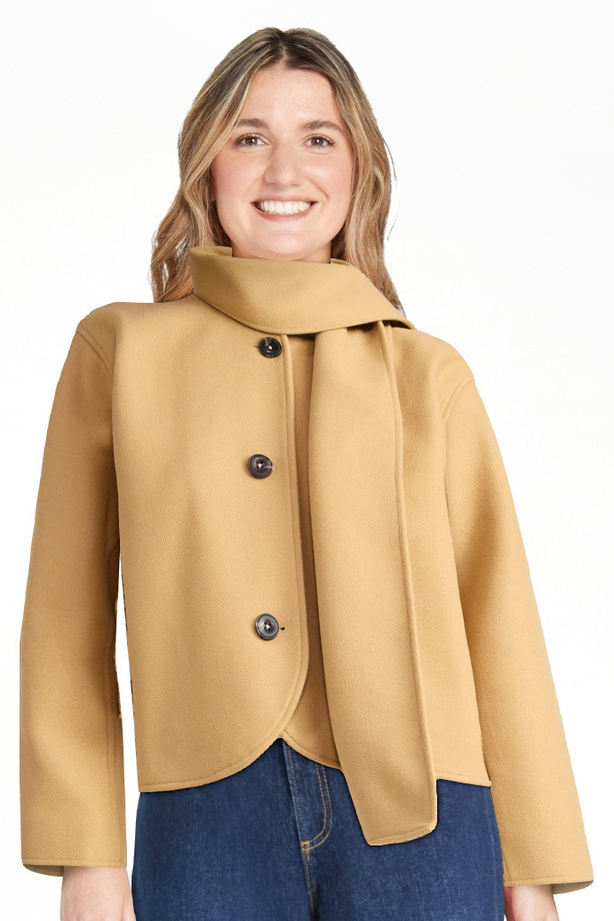 Free Assembly Women's Faux Wool Jacket with Scarf, Sizes XS-XXL | Walmart (US)