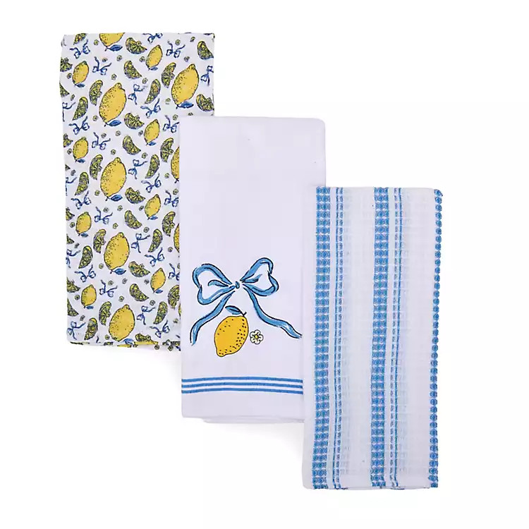 New! Lemon Bow Kitchen Towels, Set of 3 | Kirklands