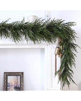 Norfolk Pine Garland - 9ft Artificial Christmas Garland Long Faux Greenery Garland for Holiday, Fireplace, Mantle, Window, Stairs, Indoor, Outdoor Decor | Amazon (US)