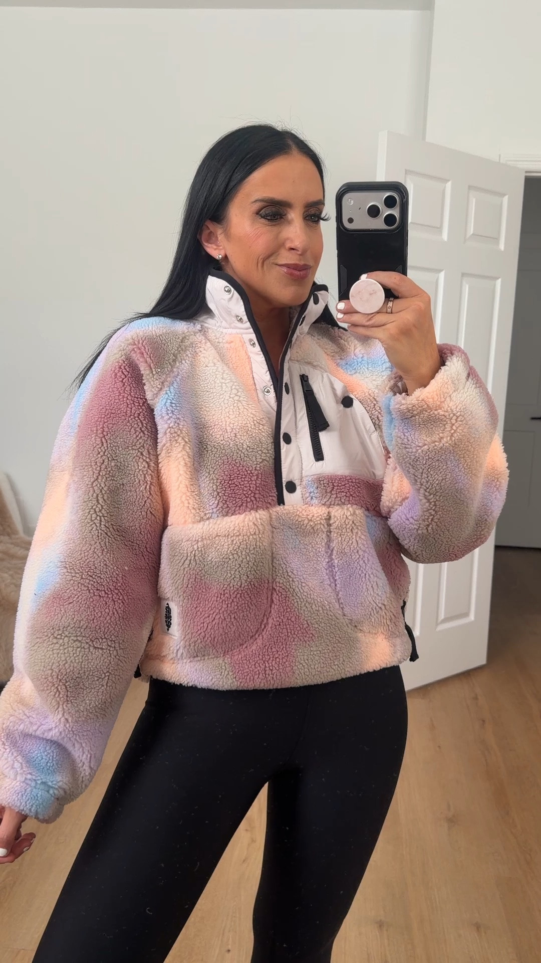 Free People Hit The Slopes Printed Fleece Pullover wearing size small now 40% off