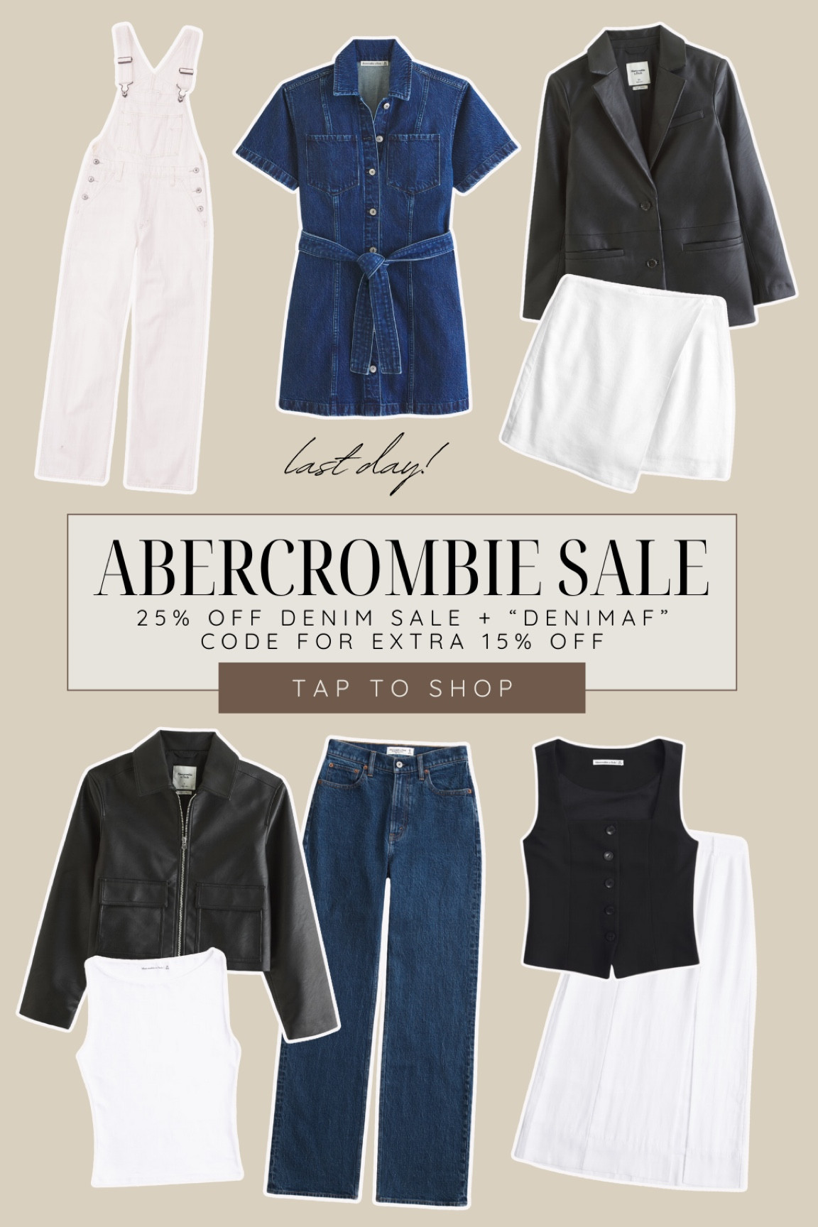 Abercrombie sale last day! 


Summer outfit, neutral style, coastal, fall fashion, black leather jacket, jeans, denim, basic tops, white maxi skirt, denim dress, casual going out look, date night outfit, country concert outfit, chic look

#LTKWorkwear #LTKStyleTip #LTKSaleAlert