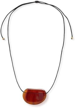 Chunky Gold Pebble Pendant Necklace for Women, Minimalist Charm on Adjustable Black Cord, Stateme... | Amazon (US)