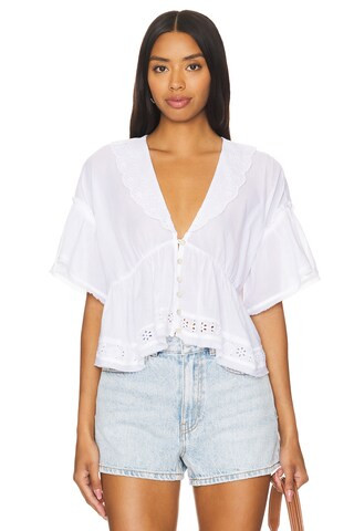 Bella Cutwork Top in Optic White | Revolve Clothing (Global)