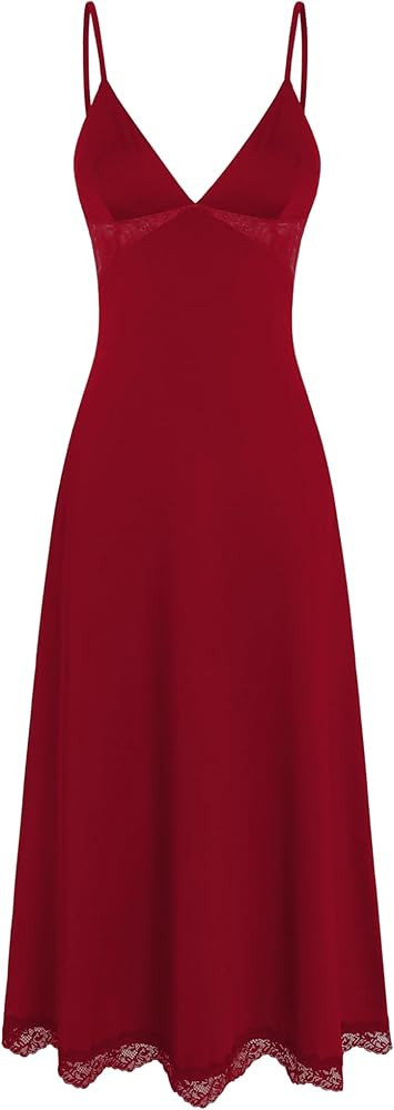 CIDER Lace Hem Satin V-Neck Midi Dress | Amazon (US)
