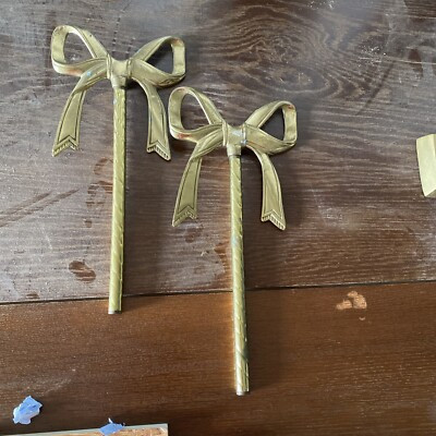 Vintage Solid Brass -  Plate / Picture Hangers  2 Available  - Bow At Top | eBay US